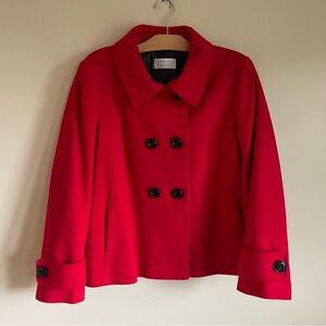 Précis Petite Wool Cashmere Short Pea Coat Double Breasted Red Plus Size 16